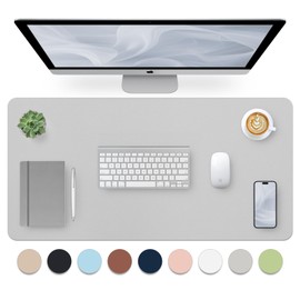 Bloss Large Desk Pad, Desk Mat, Desk Pads on Top of Desks, Computer Mat Non-Slip, Desk Blotter Waterproof, Easy to Clean - Light Grey (31.5 x 15.7 Inches)