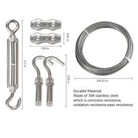 Clotheslines,20ft Portable Windproof Clothes Rope Line with Stainless Steel Cable Tightener System Multipurpose Heavy Duty Laundry Rope for Christmas Decor Outdoor/Indoor/Home/Drying (20Ft/6m)