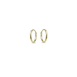 14K Yellow Gold Filled Small Tiny Endless 10mm Lightweight Thin Round Unisex Hoop Earrings for Men Women, Metal