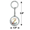Letter Z Floral Monogram Initial Keychain Chrome Plated Metal Pop