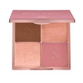 Beauty Blocks 4-in-1 Face Palette from Sculpted by Aimee (Deep) - Vegan Bronzer, Blusher, Powder & Cream Highlighters to Define and Glow