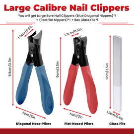 Realand Zehennagelknipser für dicke Nägel, schräge und gebogene Klinge, Fußnagelknipser, groß, scharfer Fingernagelknipser für Senioren und Männer, mit Spritzschutz (Blau + Rot + Transparent), 3 Stück