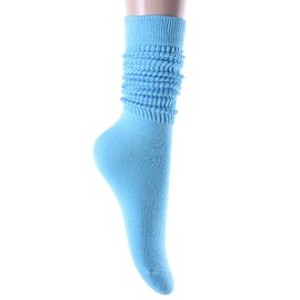Zmart Slouch Socks Women Knee High Tube Blue Socks, Soft Scrunch Socks 80s 90s Socks Size 5-10