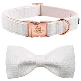 Elegant little tail Dog Collar with Bow - White Adjustable Dog Collar Bow Cotton Durable Bowtie Collar Gift Pet Dog Collar for Large Dogs