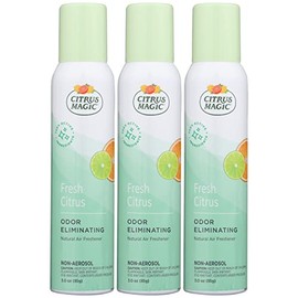 Citrus Magic Ambientador Freshener Eliminador de Olores en Aerosol, 3 Onzas (Paquete de 3), Cítricos Frescos, 3 Unidades