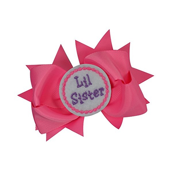 Girls Sister Hair Bow with Embroidered Felt Appliqué - 4.5