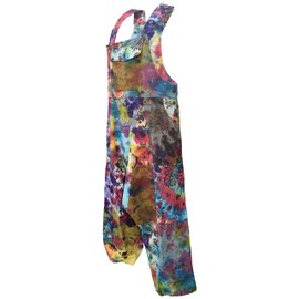 Gheri Mens Loose Fit Patchwork Printed Cotton Harem Dungarees Tie Dye Marble Medium