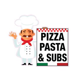 Pizza Pasta & Subs Concession Restaurant Die-Cut Window Static Cling 24 inches Inside Glass