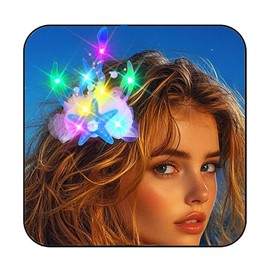 Zoestar Light Up Starfish Mermaid Hair Accessories Led Seashell Hair Clip