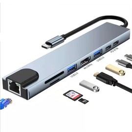 USB C Hub Docking Station, 8 in 1 Type C Hub USB C Dongle with HDMI 4K@60Hz, RJ45 Ethernet,100W Power Delivery, SD/TF Card Reader, 2 USB Ports, USB Type C Hub for MacBook Pro Air and More