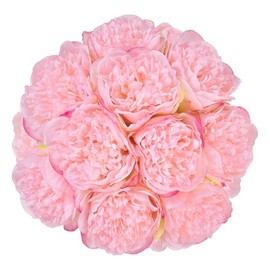 U'Artlines Peonías artificiales, 20 unidades, flores de seda con hojas para decoración del hogar, oficina, bodas, fiestas, festivales y bares (rosa)
