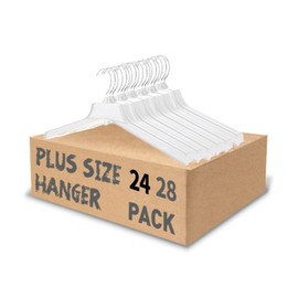 Urby Extra Wide Hangers for Plus Size Clothes, Ganchos para Colgar Ropa,19 Inch Plus Size Hangers Ideal for XL, XXL Shirts, Coats, Dresses, Etc. Plastic. White.