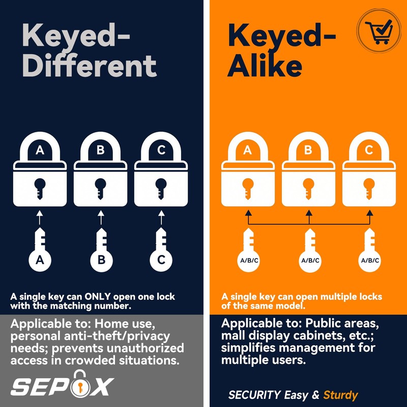 SEPOX 2-Pack Premium Solid Brass Padlock Keyed Alike, 1-9/16" 40mm