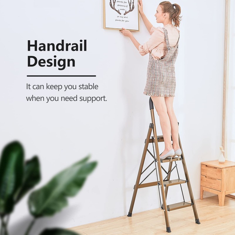 GameGem Lightweight Aluminum 4 Step Ladder Folding Step Stool Stepladders