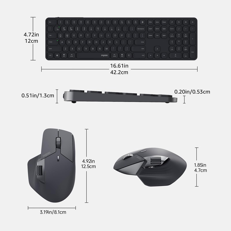 Rapoo 9560M Wireless Keyboard and Mouse Combo, Blade-Series E9550L 110-Key