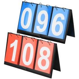 Cosmos 2 Pcs Flip Scoreboard 3-Digit Table Top Scoreboard Portable Score Keeper Score Flipper for Basketball Football Soccer Volleyball Hockey Multi-Sports Competition, 2 Assorted Colors/Dual-Sided