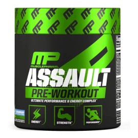 Musclepharm Pre-entrenamiento Assault C/ Creatina Y Beta A /30 Srv Sabor Frambuesa Azul