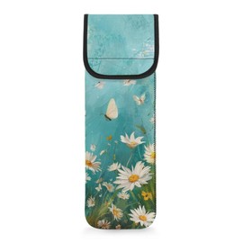 Flashideas Daisy Flat Iron Holder Travel Neoprene Storage Pouch Case Bag Neoprene Straightener Holder and Silicone Hot Hair Tools Universal Curling Iron Cover Sleeve Hot Tools Travel Bag