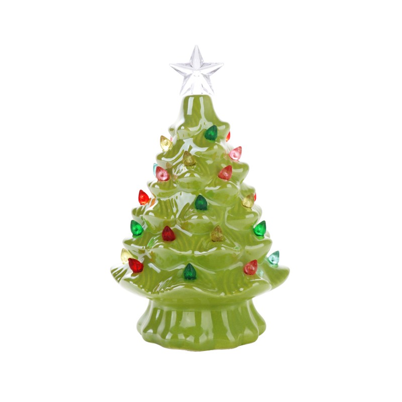 Vintage Green Lighted Ceramic Christmas Tree