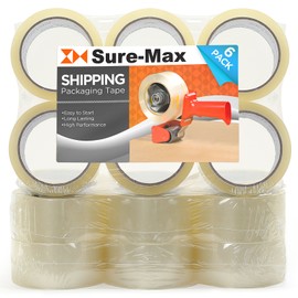 Sure-Max Premium Carton Packing Tape 2.0 mil 165 Feet (55 Yards) - Clear - 18 Rolls