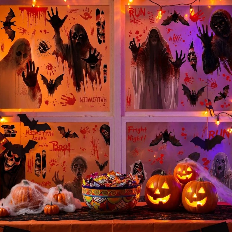 Halloween Window Clings Ghost Bat Witch Decorations