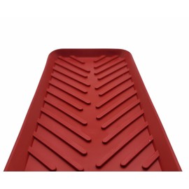 Handy Housewares 15" x 4" Narrow Ribbed Rubber Dish Drying Mat, Great on Your Kitchen Counter for Drying Stemware, Mugs (Red)