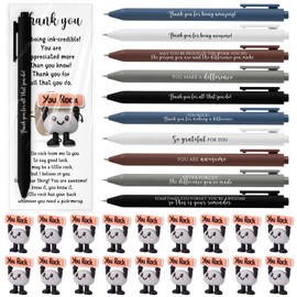 Dunzoom 12 Sets You Rock Motivational Employee Appreciation Gifts Funny Inspirational Ballpoint Pens 3D Resin Rock Figurines Thank You Cards Inspirational Funny Pens for Coworker Staff Team Volunteer