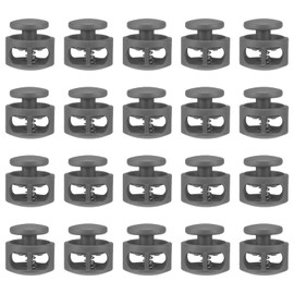 sourcing map 20pcs Plastic Cord Locks Double Hole Spring Toggle Stopper Clip Elastic Clasp Lock Fastener for Drawstring, Paracord, Bags, Clothing, Gloves String Lock Replacement, Gray