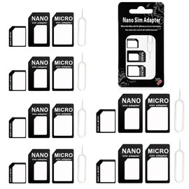 HABNI 4-in-1 Nano SIM Card Adaptor, 6 Set, Nano SIM Adapter, SIM Card Adapter with SIM Eject Pin, Compatible with Smartphone