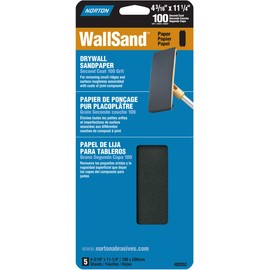 Norton 03252 Wallsand 100D Grit Die-Cut Drywall Screen Sanding Sheet, 4-3/16-Inch Wide x 11-Inch Long, 5-Pack