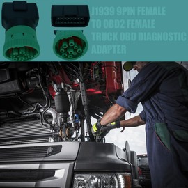 OTKEFDI J1939 9Pin Female to J1962 OBD2 16Pin Female OBD Truck Diagnostic Adapter,Type2 Diesel Heavy Duty Truck GPS Green Connector(J1939 Adapter)