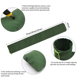MtuxuYR 2 Pack 7 FEET Flooding Sandbags Tube,Long 7FT Water Barrier Sandbag Thicker Canvas Bag for Door Gate Warehouse Basement Stop Water (2Pack, 7 Ft)