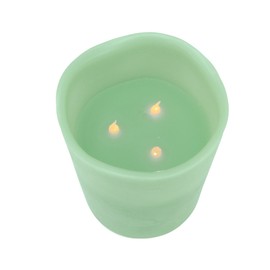 Northlight 8" Sage Green Battery Operated Flameless LED Lighted 3-Wick Flickering Wax Christmas Pillar Candle