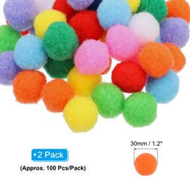 PATIKIL 1.2inch Pom Poms for Crafts, 100Pcs High Elastic Fuzzy Pastel Pom Pom Balls for Art Supplies DIY Creative Craft Material Handicraft Decorations, Multicolored