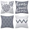 Set of 4 Luxton Grey Cushion Covers, Flannel Soft Abstract