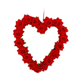 Milageto Heart Wreath Valentine's Day Wreath Romantic Valentines Day Decoration Flower Wreath for Holiday Wedding Wall Indoor Outdoor