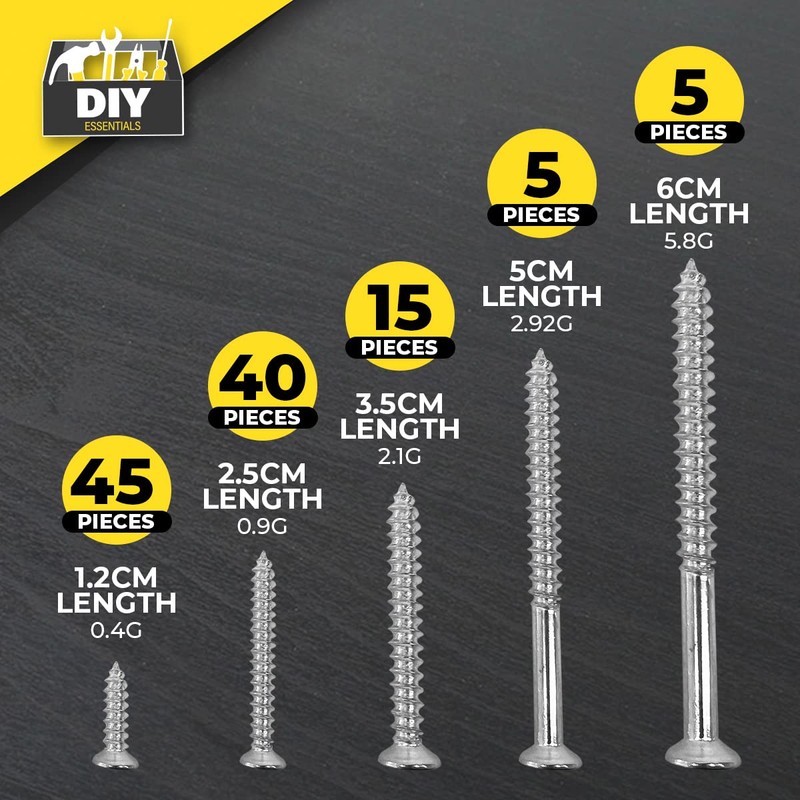 110pk Wood Screws Assortment | Countersunk Screw Set with Storage