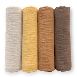 SwaddleDesigns Cotton Muslin Swaddle Blankets for Baby Boy & Baby Girl, Set of 4, Neutral Receiving Blankets for Newborn, Baby Registry & Gift, 46x46 inches, Warm Glow