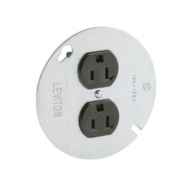 Leviton 5042 15 Amp, 125 Volt, Duplex Receptacle On 4-Inch Cover, Zinc Plated Steel (Pack of 2)
