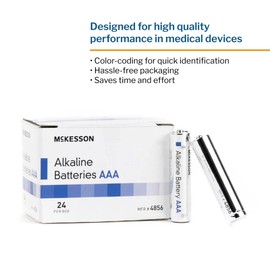 McKesson Alkaline Batteries, AAA - Ideal for Medical Devices, Disposable, 1.5V, 24 Count, 25 Packs, 600 Total