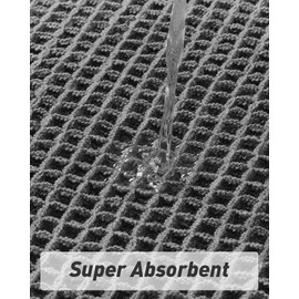 Upgraded Waffle Runner Rug Super Absorbent Non Slip Bath Mats for Bathroom Floor Machine Washable Bathroom Runner Rug with Tassels, Ideal for Hallway Bedroom Laundry Room, Dark Grey, 2'x 6'(24" x 72")