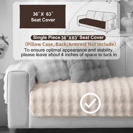 Aucrovee Soft Plush Faux Fur Couch Cover, Thick Warm Fuzzy Sectional Sofa Covers for 3 Cushion Couch Sofa L Sharped Sofa Non Slip Slipcover, Furniture Protector Covers for Pets(1 PCS 36"x63" White)