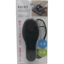 Anesty HO1941 Diatomaceous Earth Shoes, PP Tablet, S, Black, Approx. Width 5.0 x Depth 2.0 x Height 0.6 inches (12.8 x 5 x 1.5 cm), Karari Deodorizer, Set of 2