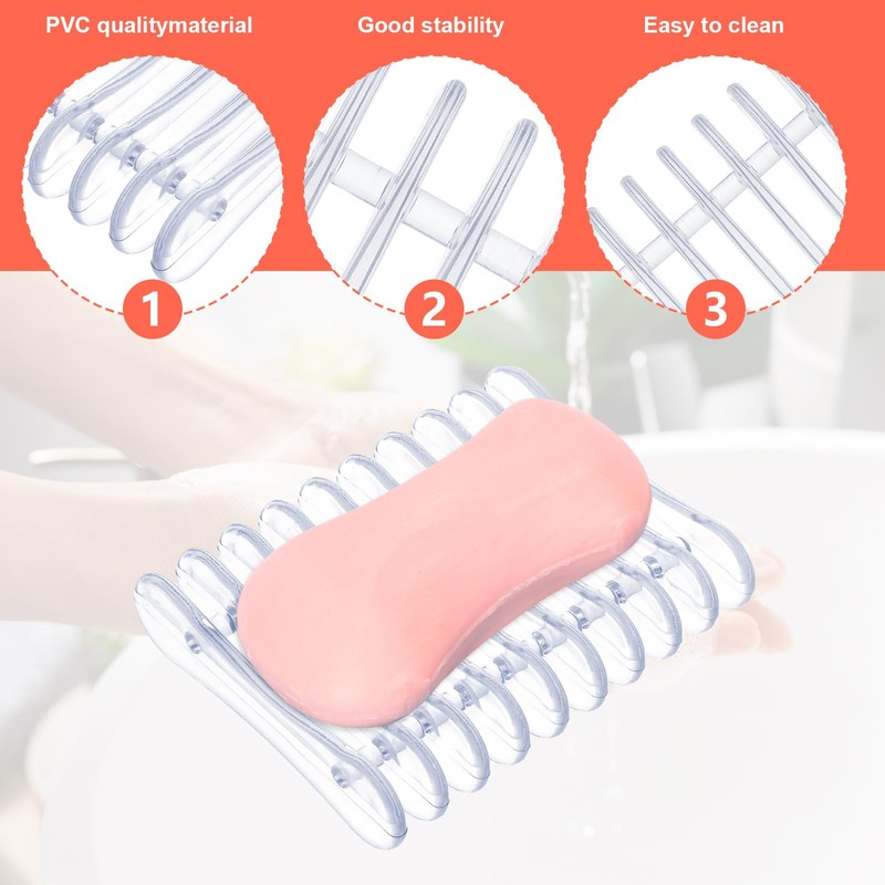 YUXIANLB 2PCS Plastic Soap Holder, Clear Self Draining Soap Dish