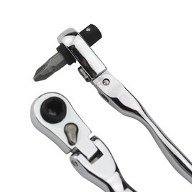 Mini 1/4 Inch Ratchet Wrench, 72-Tooth Reversible Chrome Vanadium Steel Ratchet Wrench with Socket & Bit Driver Dual Head for Tight Spaces
