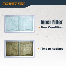 POWERTEC 1 Micron Inner Air Filter for WEN 3410, POWERTEC AF4000/AF4001, Shop Fox W1830 Air Filtration System, Replacement for WEN 90243-026-2 Woodworking Air Filters for Workshop & Garage, 1PK