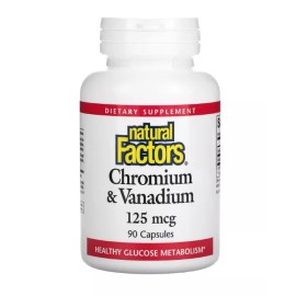 Natural Factors, Chromium & Vanadium, 5 PACK, 125 mcg, 90 Capsules each x 5