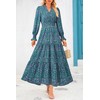 PRETTYGARDEN Women's Floral Maxi Dress 2025 Fall Long Sleeve V