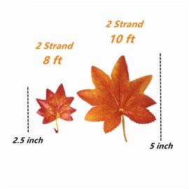 36 ft Fall Garland Maple Leaf Foliage Mantle Vine Door Wall Decor Autumn Hanging Foliage Garland for Home Indoor Outdoor Wedding Thanksgiving Fireplace Party Decor