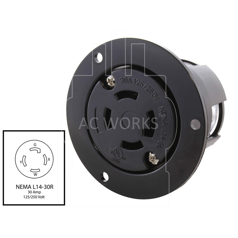 AC WORKS Super Durable Industrial Grade Electrical Outlet (Locking L14-30